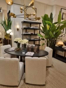 Elegant interior design with modern furniture and lighting