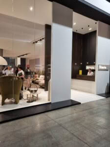 Modern furniture showcase at interior design expo