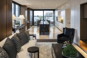 Modern luxury living room with stylish decor and furniture