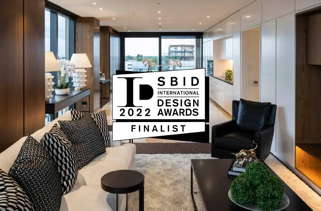 Modern living room, SBID Design Awards 2022 Finalist badge