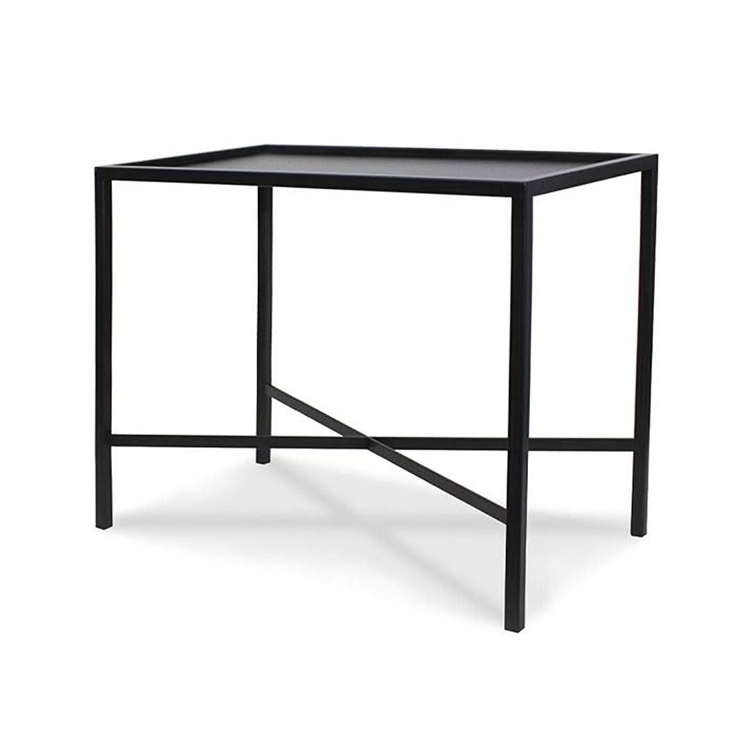 Black metal square side table isolated on white