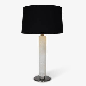 TZ - VALENCIA TABLE LAMP - ALABASTER, VINTAGE SILVER FINISH WITH BLACK SHADE