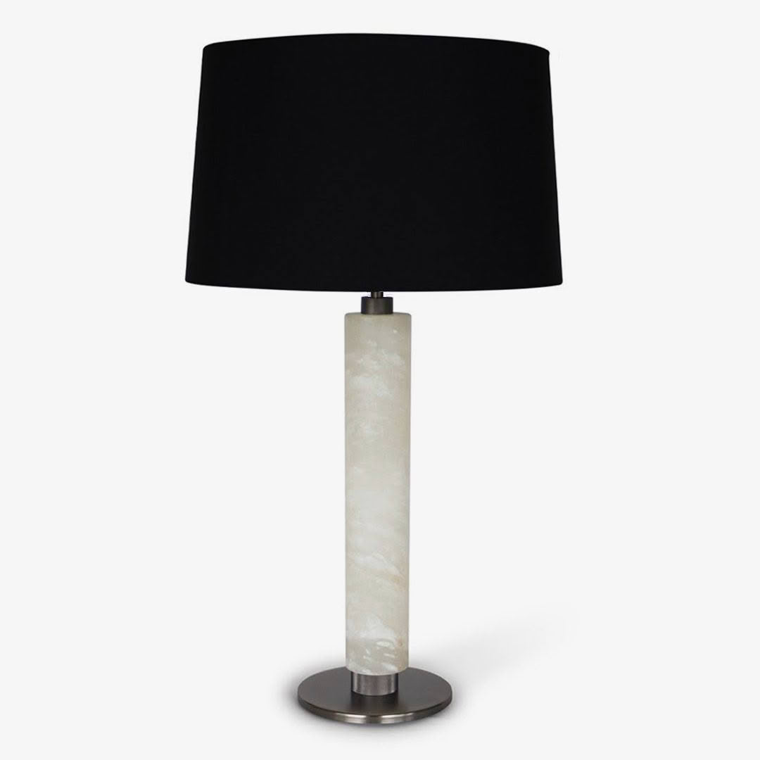 TZ - VALENCIA TABLE LAMP - ALABASTER, VINTAGE SILVER FINISH WITH BLACK SHADE - Image 3