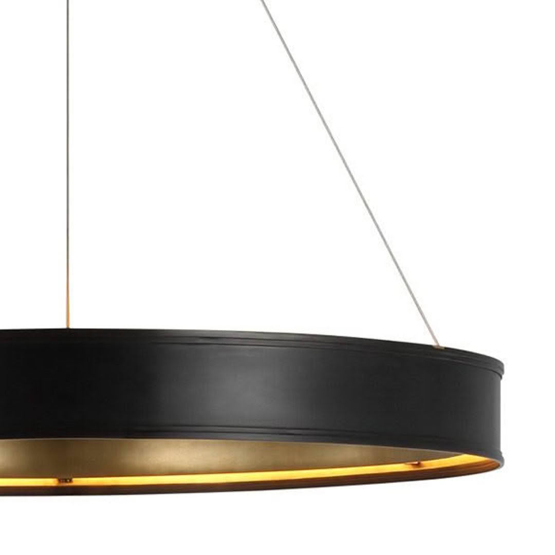 Modern black pendant light with gold interior