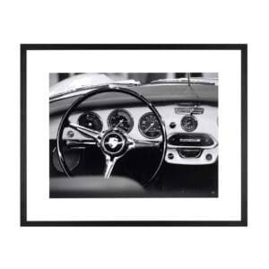 CLASSIC PORSCHE STEERING WHEEL PRINT DA558 - BLACK FRAME