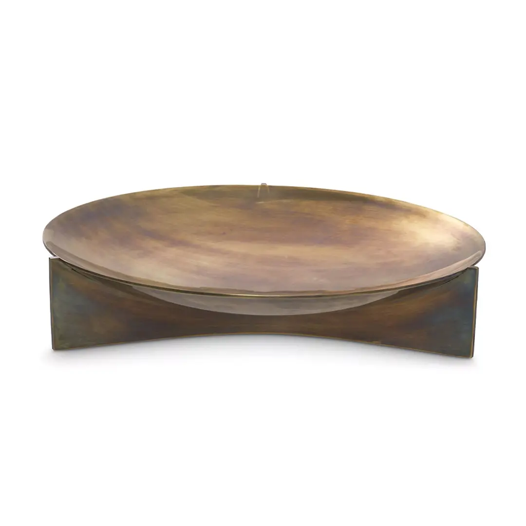Antique bronze circular low-profile coffee table