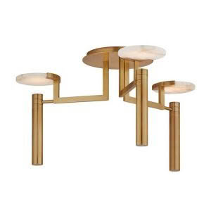 Melange Large Floating Dish Semi-Flush Chandelier - Brass