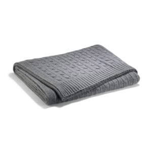 RL CABLE CASHMERE THROW 152 x 152cm col. MIDNIGHT CHARCOAL