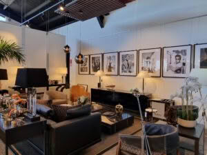 Modern living room interior with stylish furniture and art