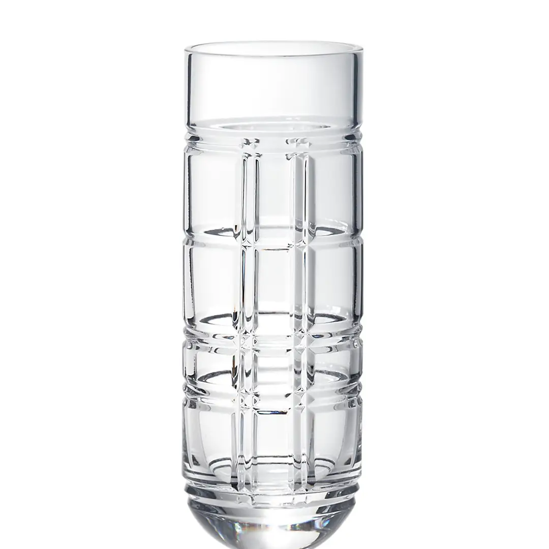 Clear glass water carafe on white background