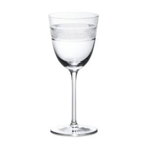 Elegant stemmed glass with water, clear background