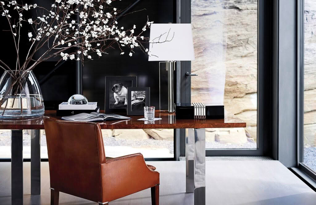 Elegant modern office with natural light and designer decor