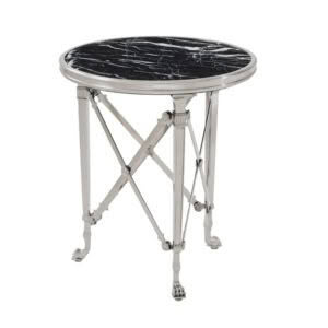CANNES GUERIDON ACCENT TABLE - BLACK MARBLE/POLISHED STAINLESS