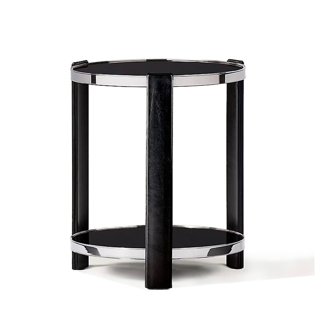 Black and chrome modern round side table