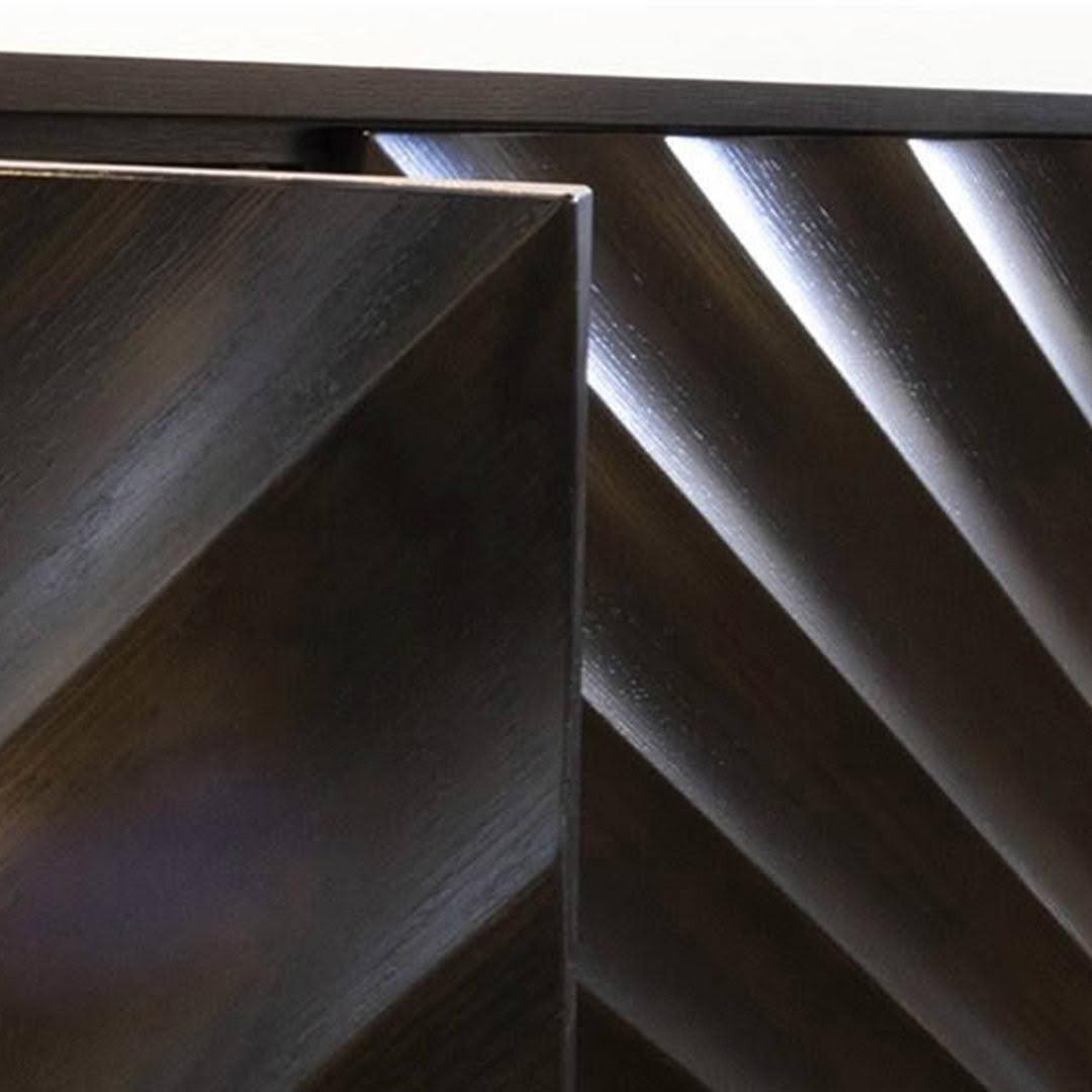 Close-up of dark metallic architectural feature