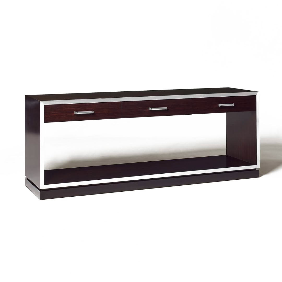 Modern dark wood console table with two drawers