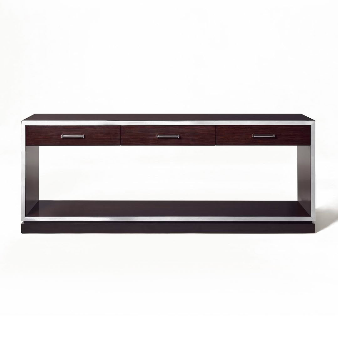 Dark wooden console table with two drawers