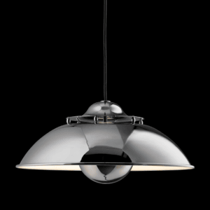 Silver pendant lamp isolated on black background