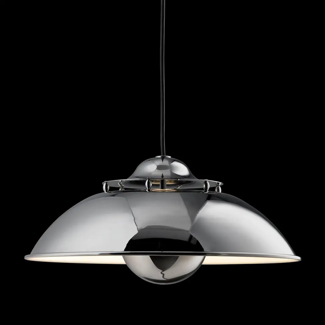 Silver pendant lamp isolated on black background