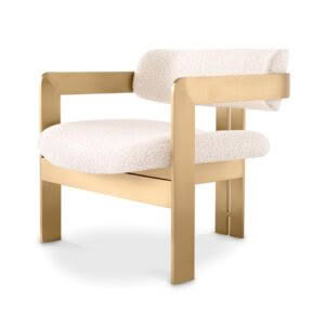 DONATO CHAIR - BRUSHED BRASS FINISH BOUCLÉ CREAM