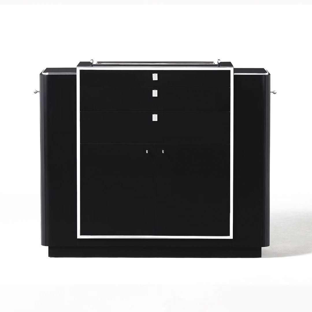 Black modern office filing cabinet with drawers