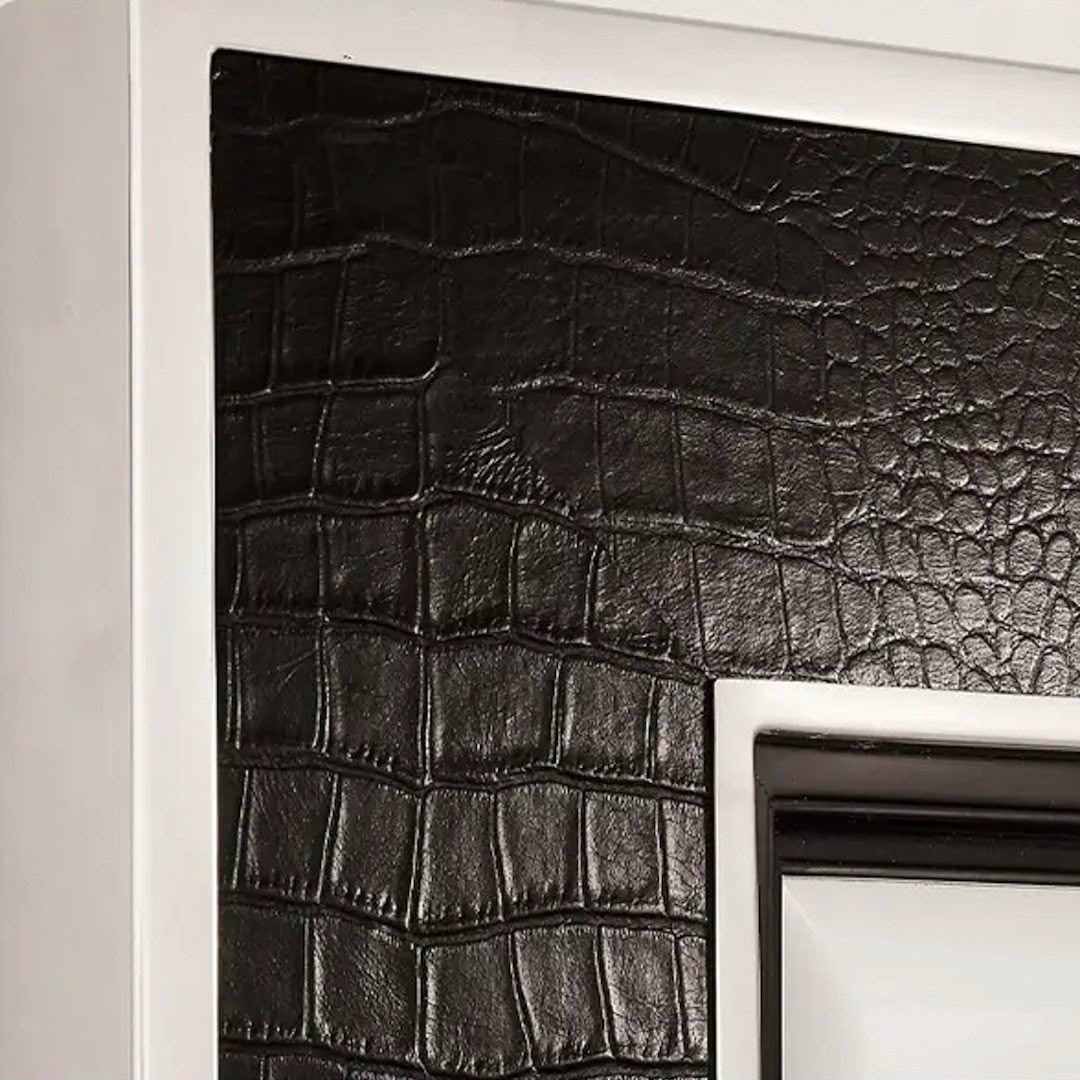 Black crocodile texture wall art frame close-up