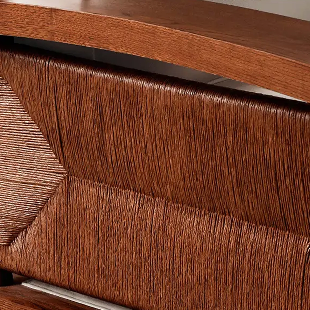 Overlook-Woven-Rope-Lounge-Chair_4 Close-up of textured wooden chair and table design