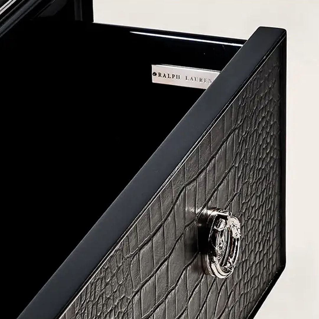 Yeardley-Chest Ralph Lauren luxury black leather briefcase detail