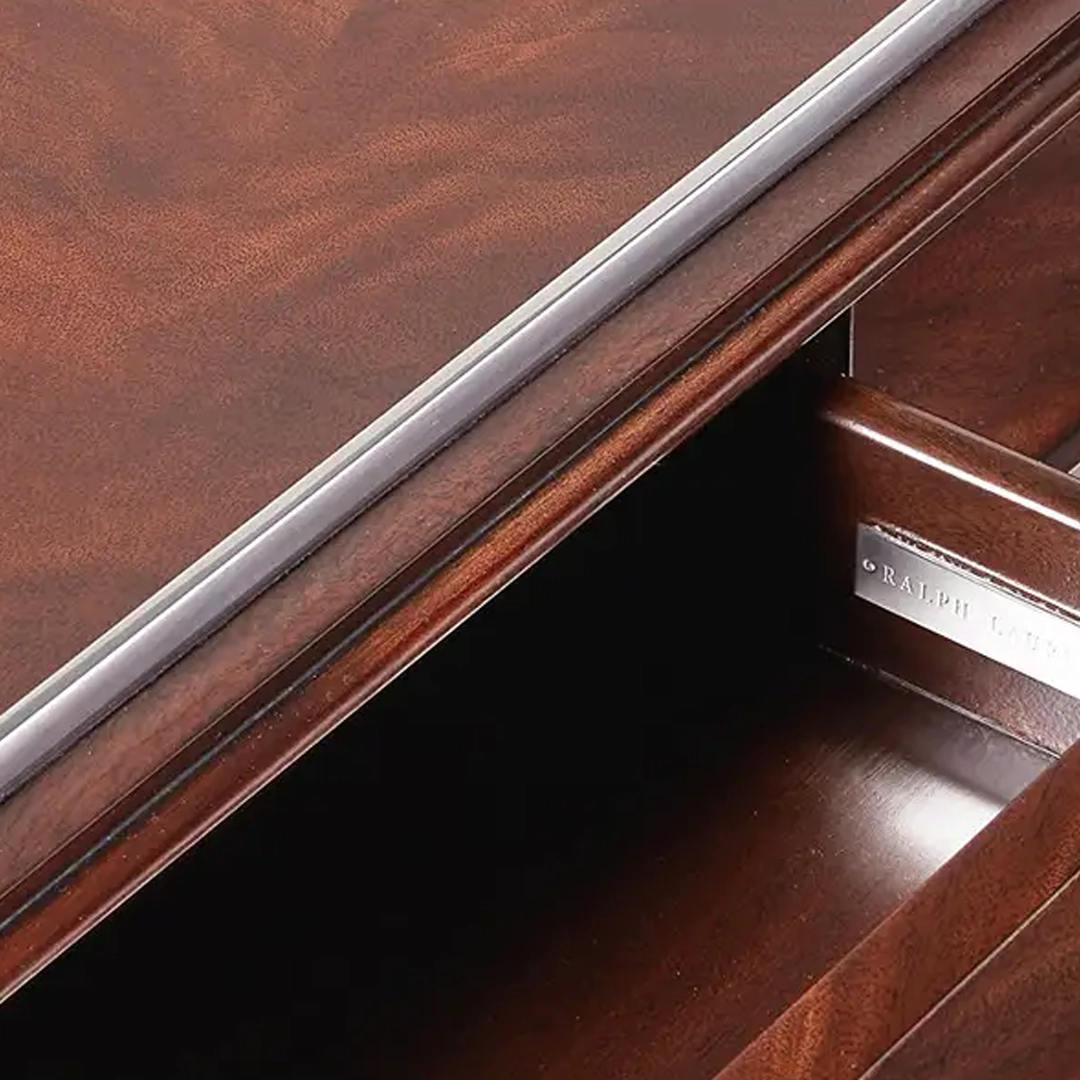 Alleyn-Bar-Trolley Close-up of a Ralph Lauren wooden drawer