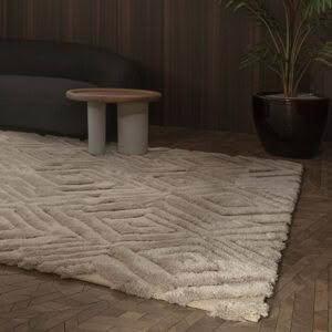 Stylish textured rug in a modern living room