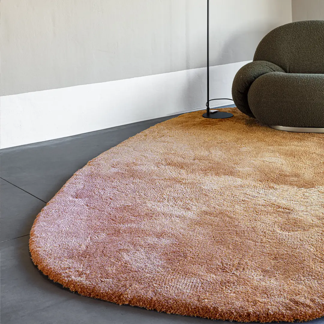 Modern room with textured rug and stylish furniture