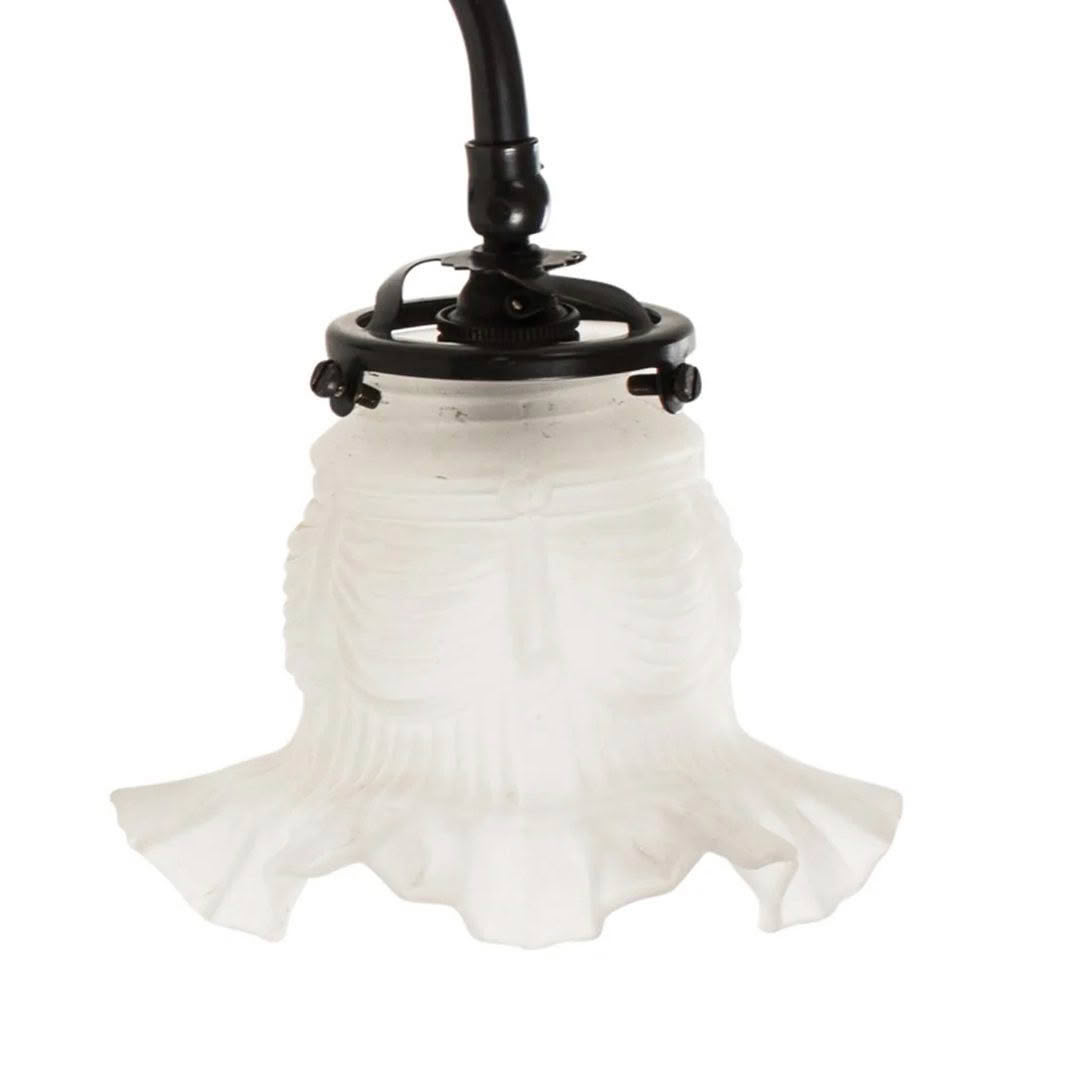 Vintage white fluted glass pendant light