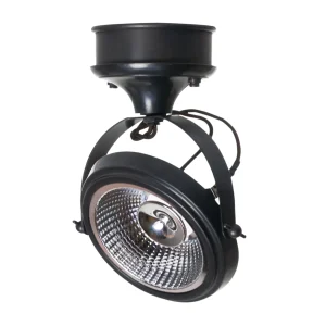 Black ceiling-mounted stage spotlight with reflector
