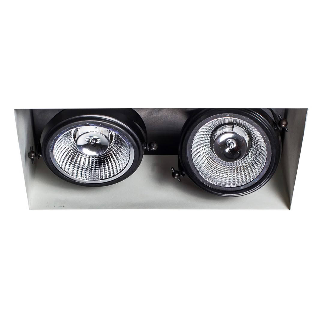Dual ceiling-mounted industrial circular lights