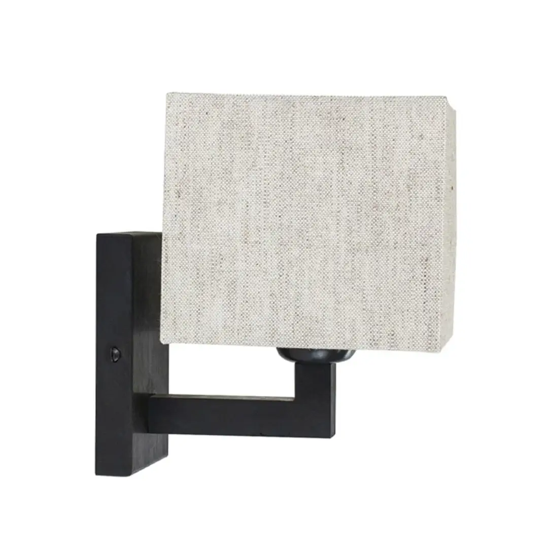 Wall-mounted lamp with beige fabric shade
