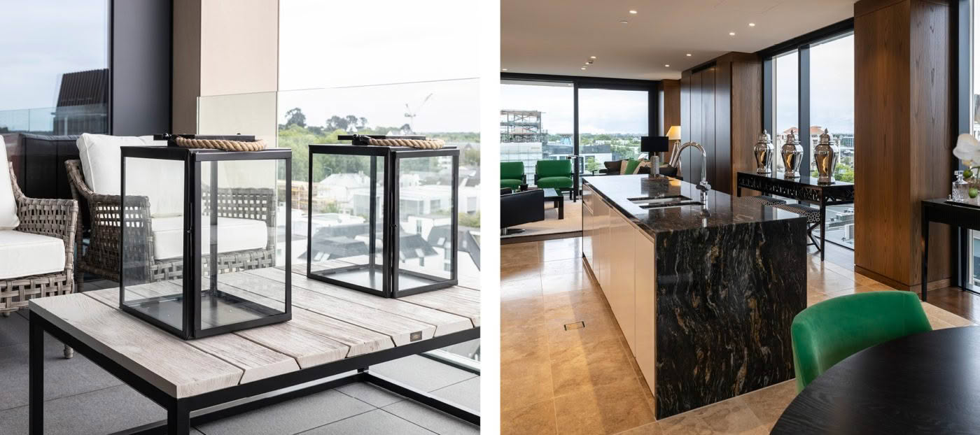 Modern balcony and kitchen interior design