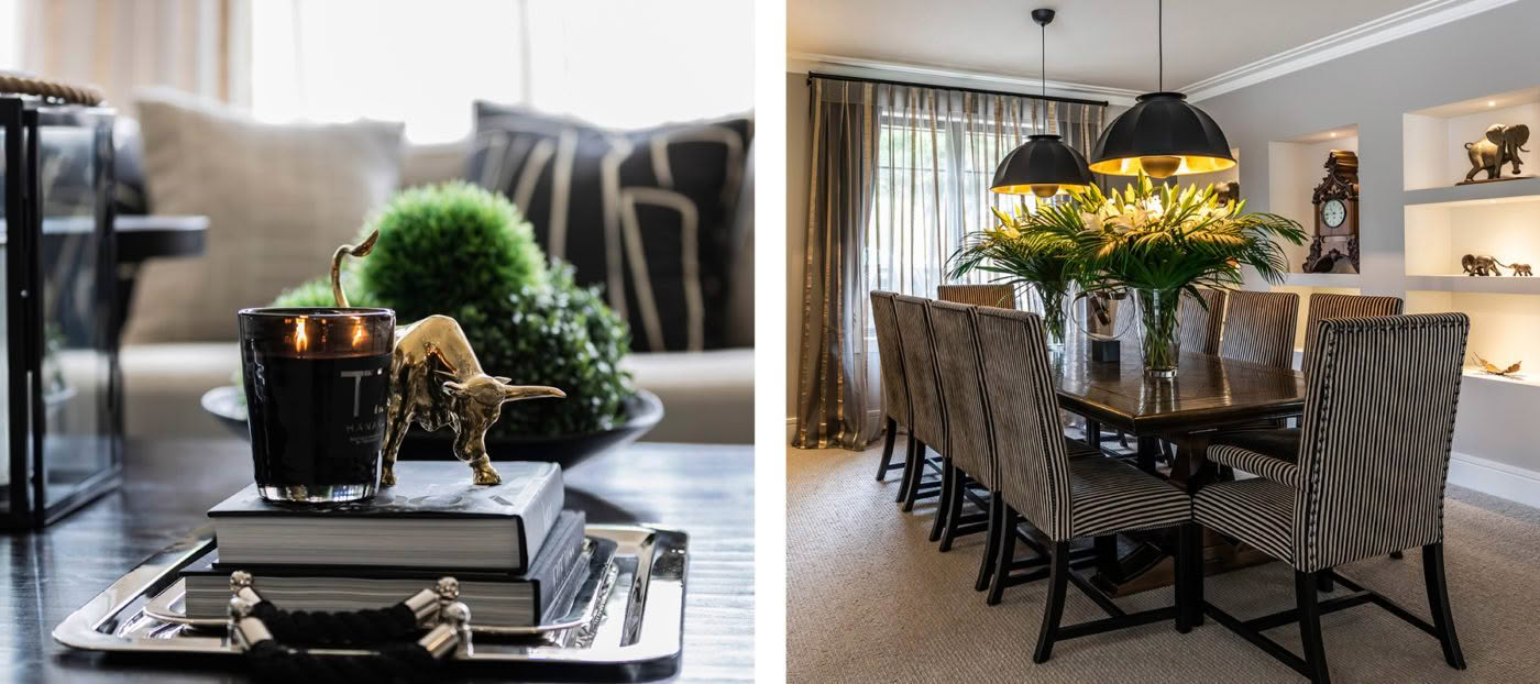 Elegant living room and dining area interior design