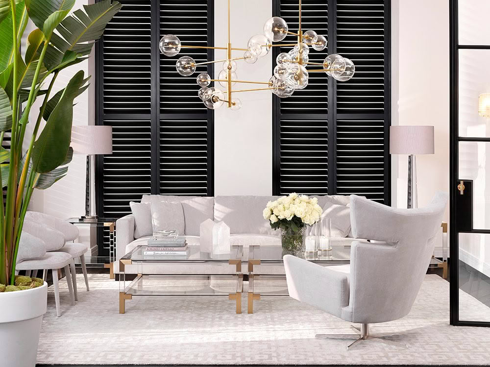 Elegant modern living room with chic decor and furniture