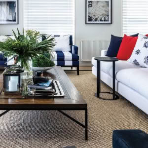 Stylish living room with nautical theme decorations