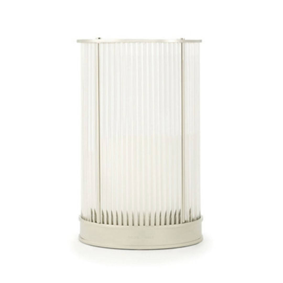 White cylindrical air purifier on white background