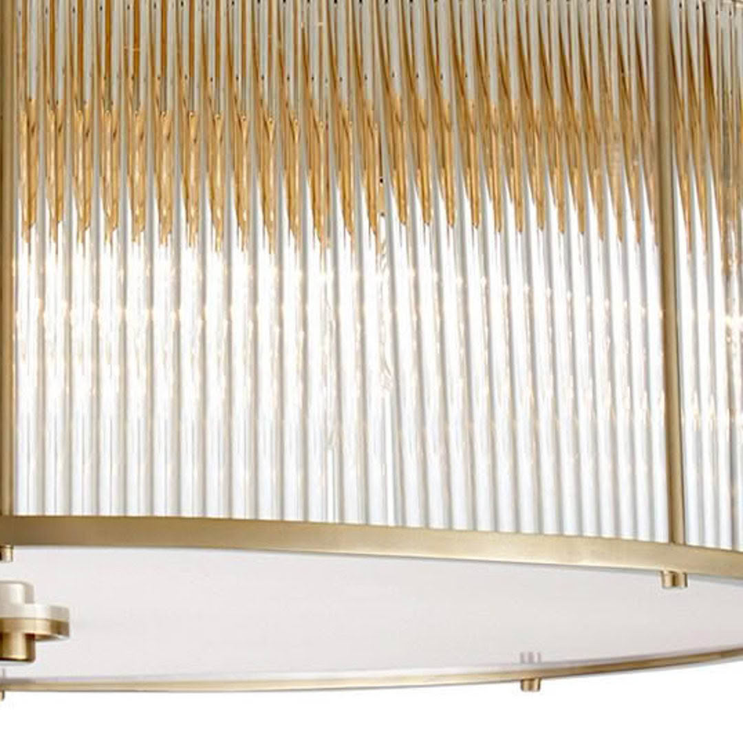 Gold and white modern chandelier close-up