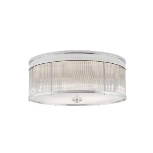 Modern flush mount ceiling light with ribbed glass