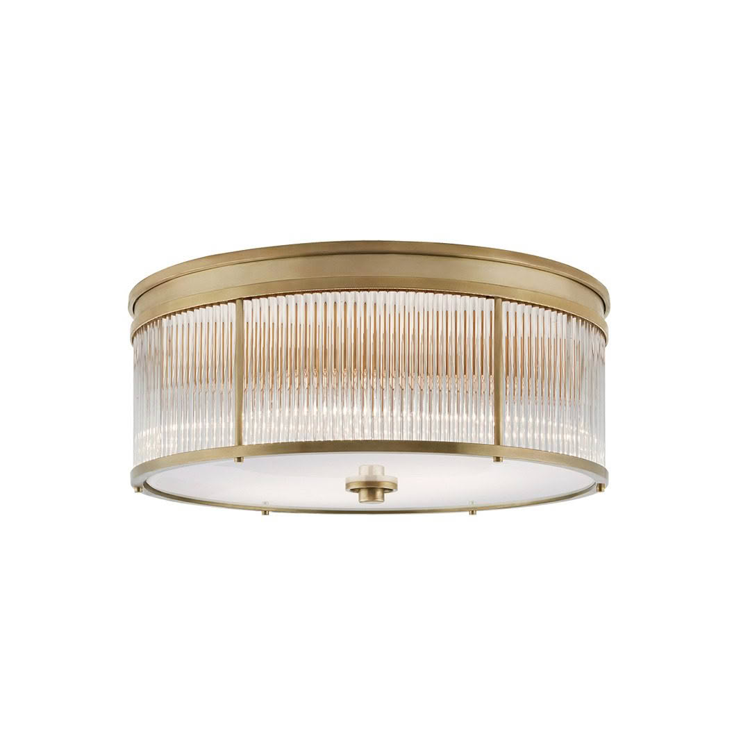 Elegant ceiling light with gold trim and glass rods