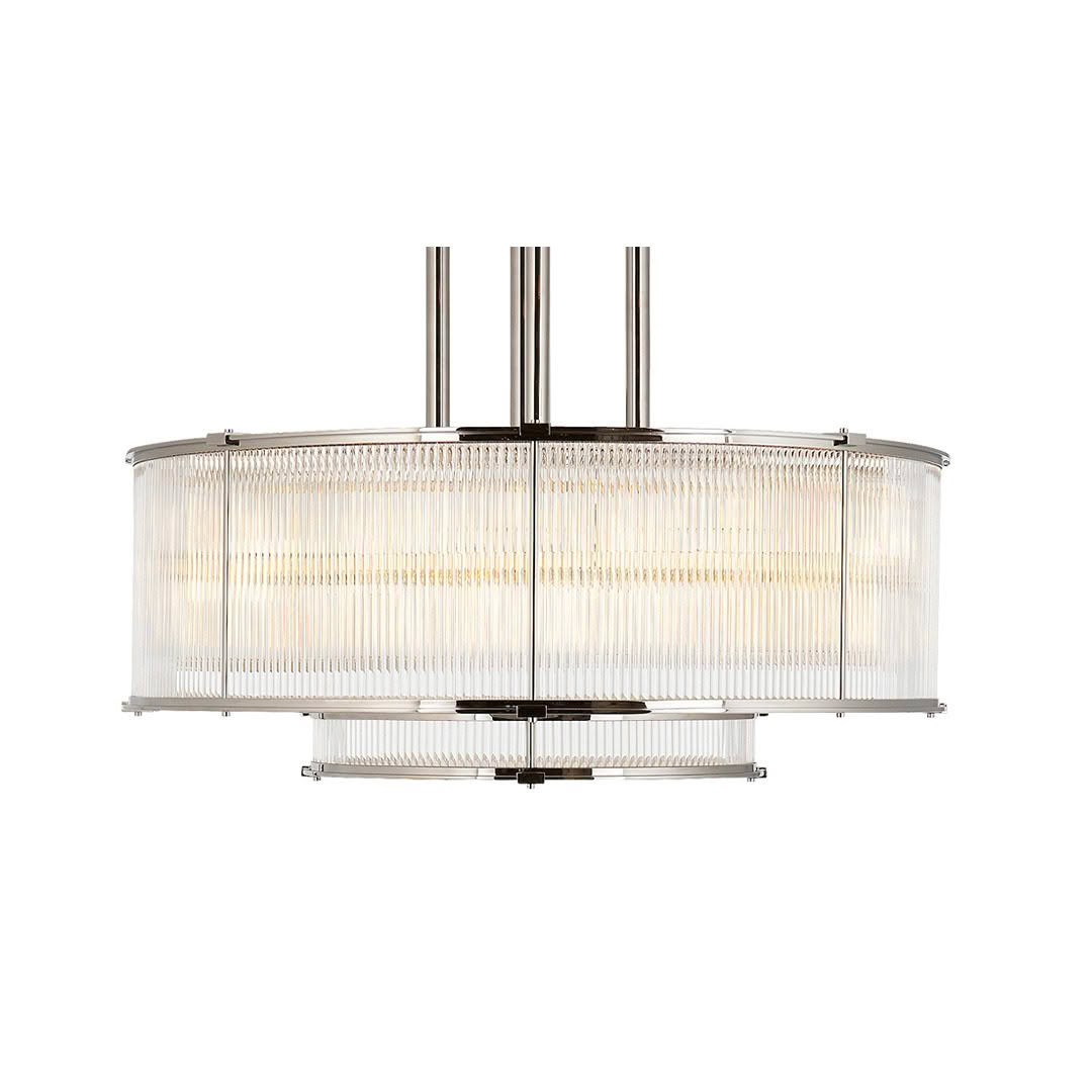 Elegant modern chandelier with ribbed glass and metal frame