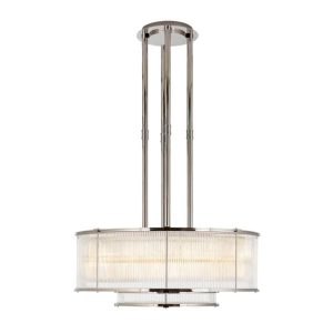 Elegant modern chandelier with metallic finish and glass shade