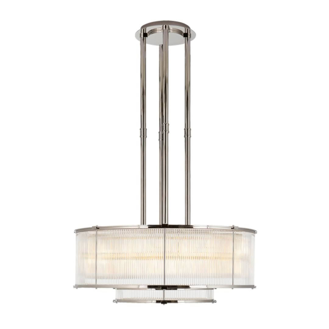 Elegant modern chandelier with metallic finish and glass shade