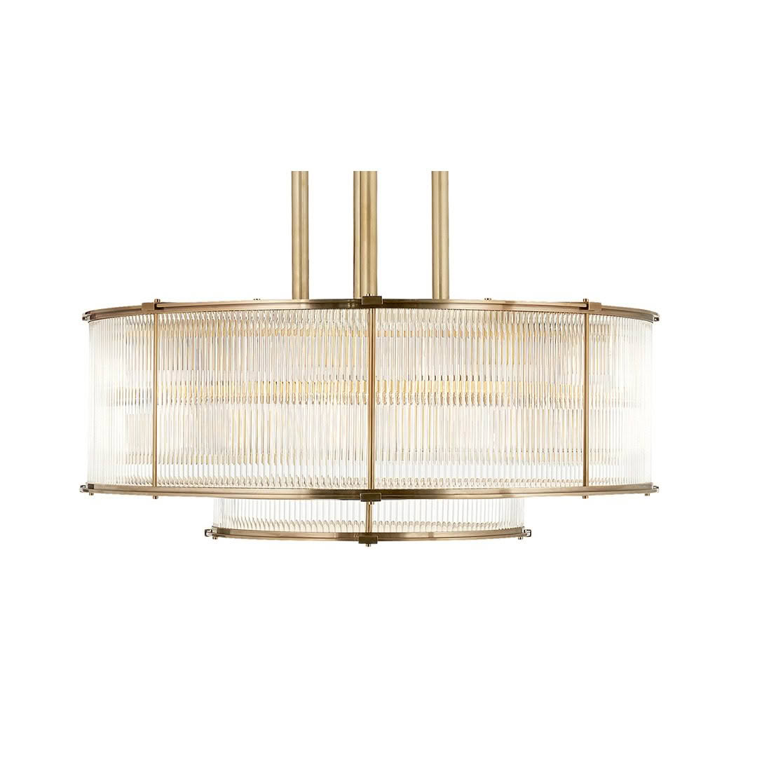 Elegant gold-tone horizontal chandelier with glass rods