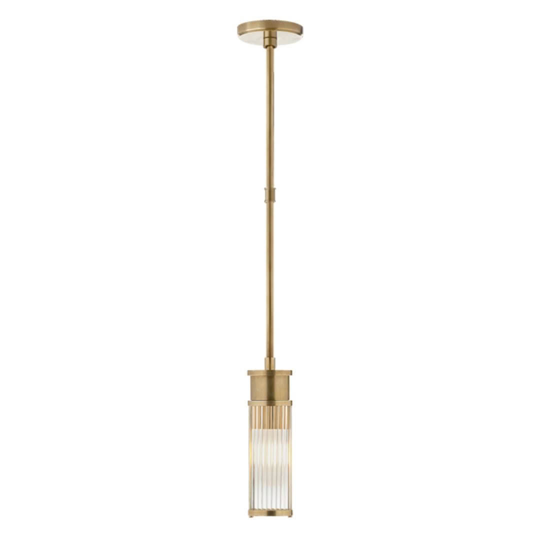 Gold pendant light with vertical ridged shade