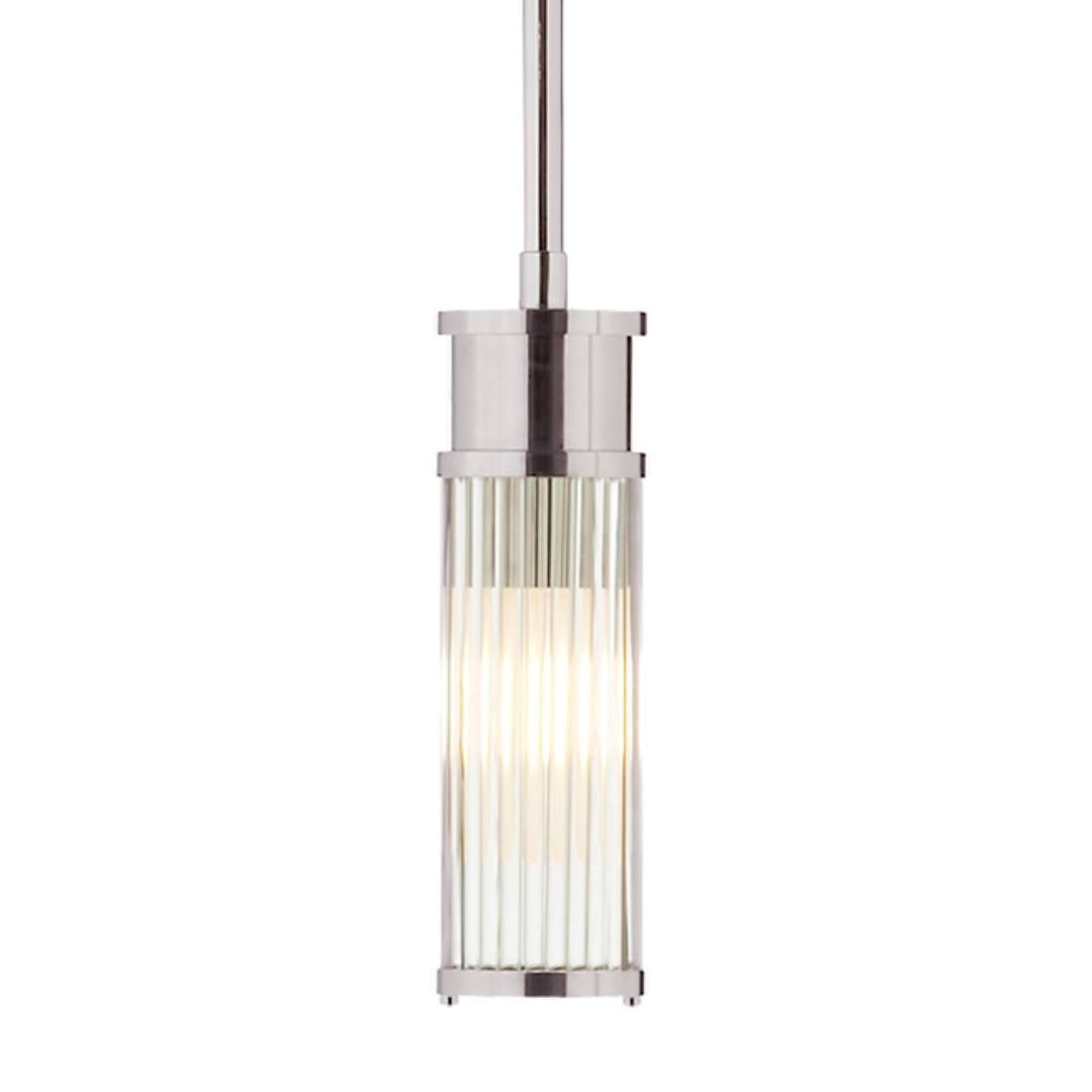 Modern vertical pendant light with metallic accents