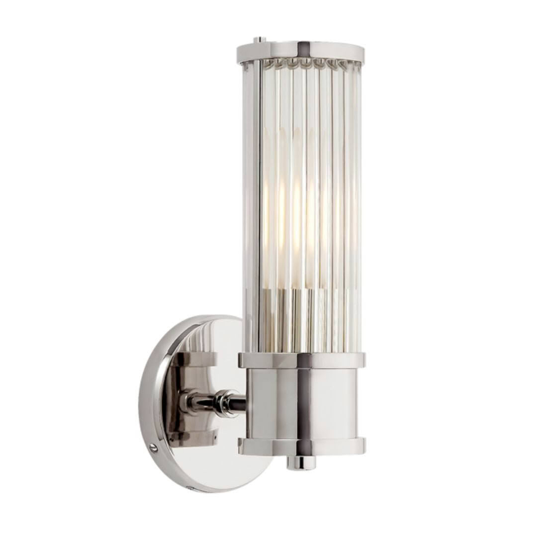 Modern wall-mounted cylindrical chrome sconce